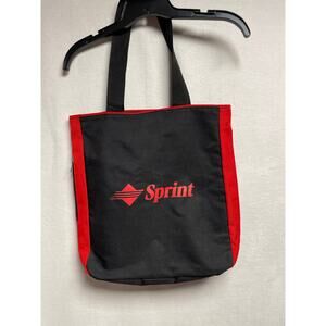 Rare Vintage Sprint canvas tote bag red black‎